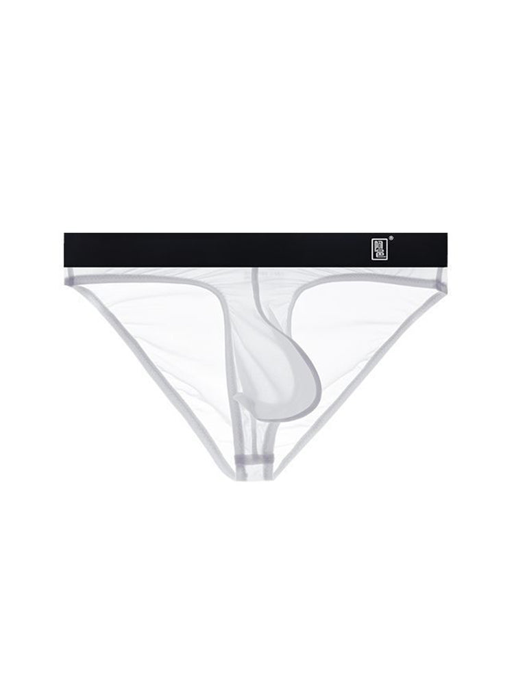 Men's Ultra Thin Ice Silk See-through Briefs