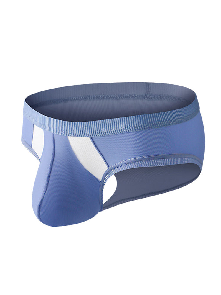 メンズ ローライズ アイスシルク ハイストレッチ Uコンベックス ラージポーチブリーフ 3枚組