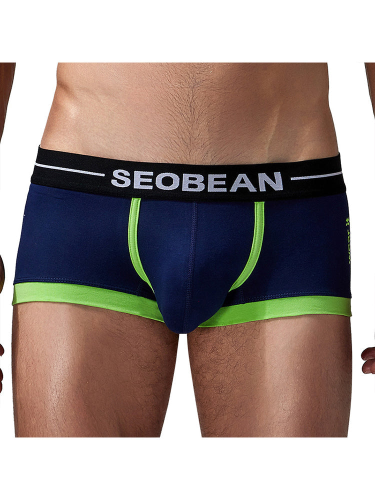 2 Pack Men's Stretch Cotton Breathable Colourway Contrast Trunks