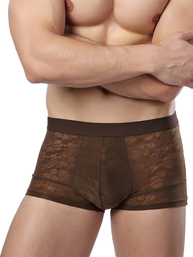 2-pack Men's Ice Silk Breathable Printed Hollow Boxer Briefs