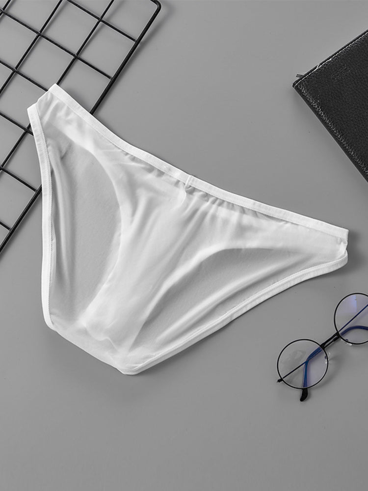2 Pack Men's Thin Ice Silk Face Mask Fabric U-Convex Sexy Semi-Transparent Bikini