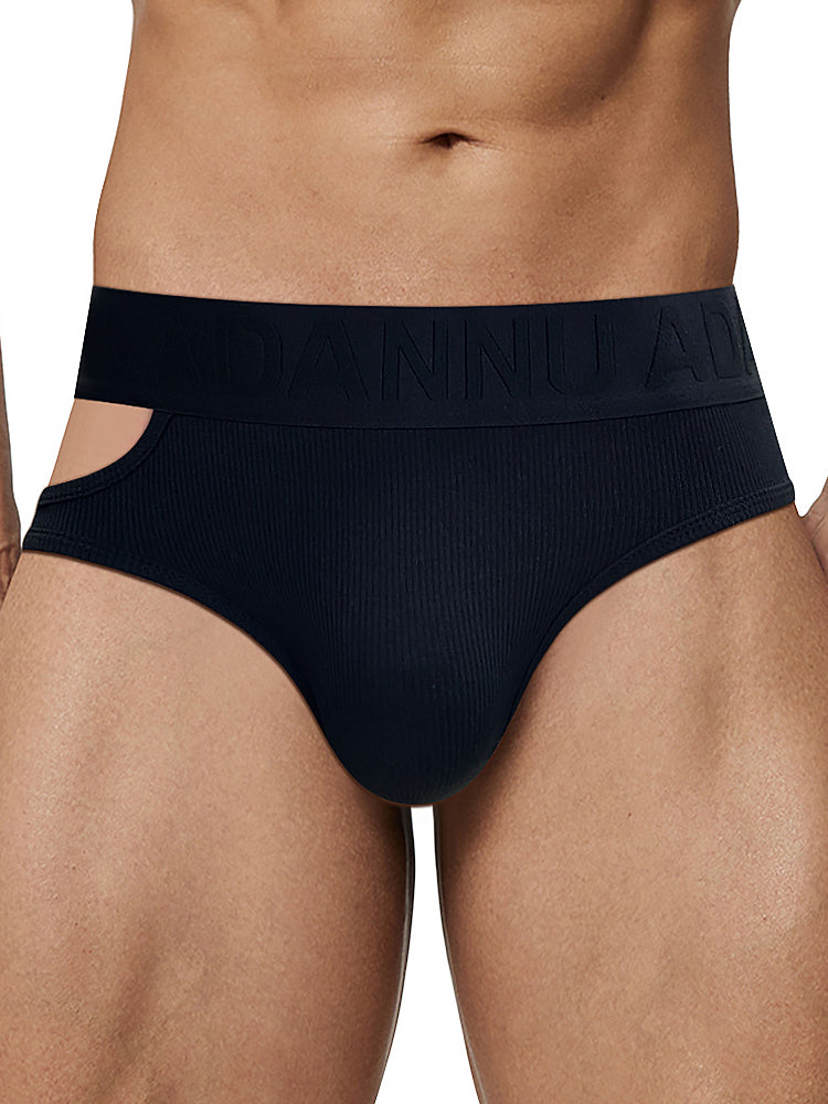 Men's Ribbed Cutout Stretch Cotton Briefs