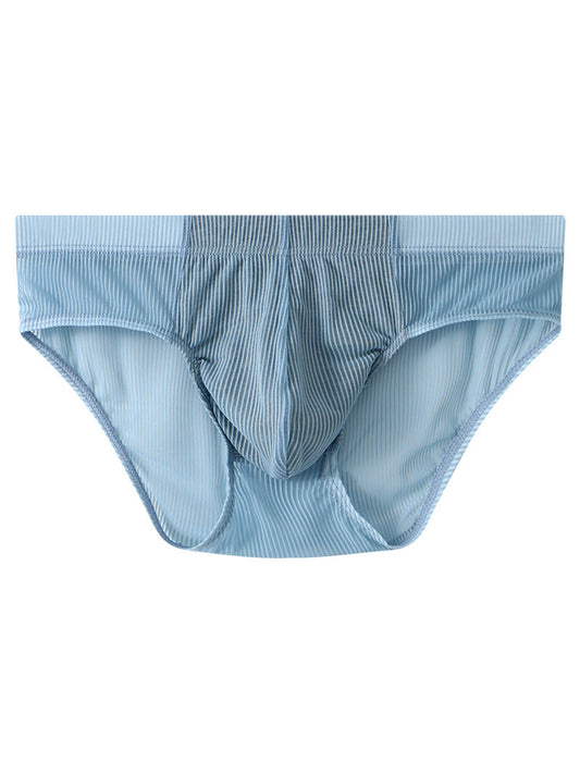 2 Pack Men's Striped Separate Pouch Thin Briefs
