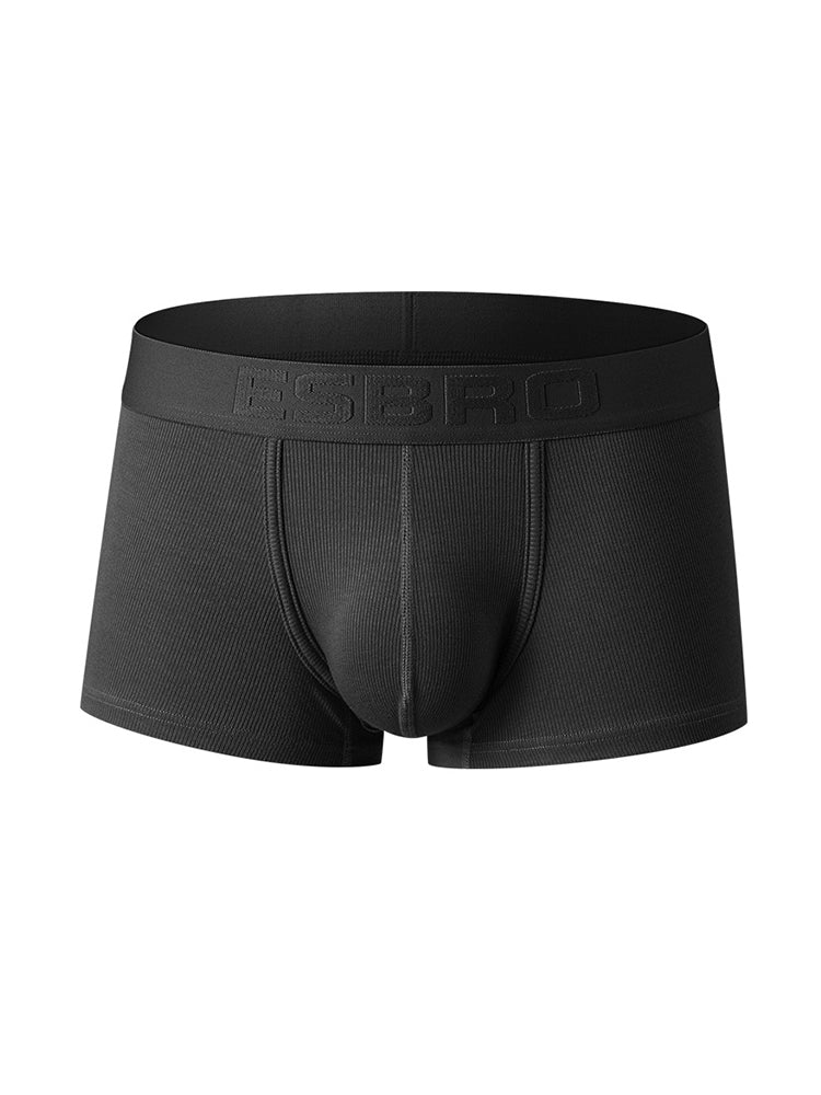 2 Pack Men's Single-Layer U-Pouch Ribbed Sweat-Absorbing Breathable Trunks