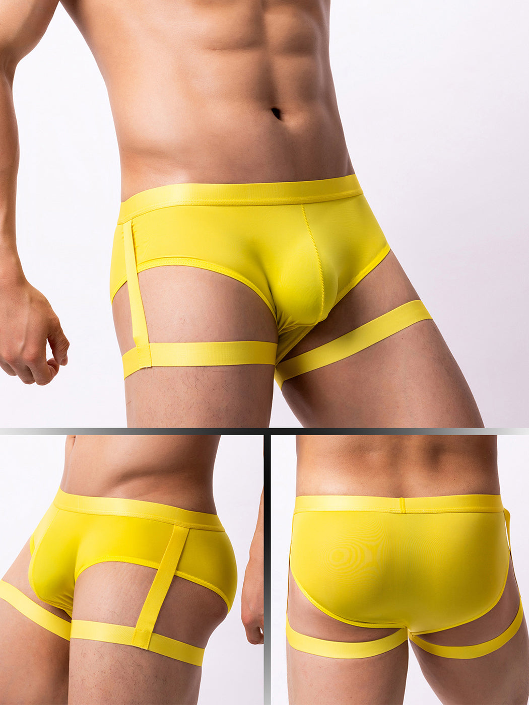 Men's Sexy Solid Color Suspender Briefs