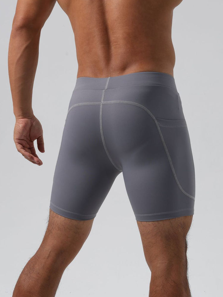Men's Ultra-Stretch Sharkskin Ice Silk Compression Pants with Pocket