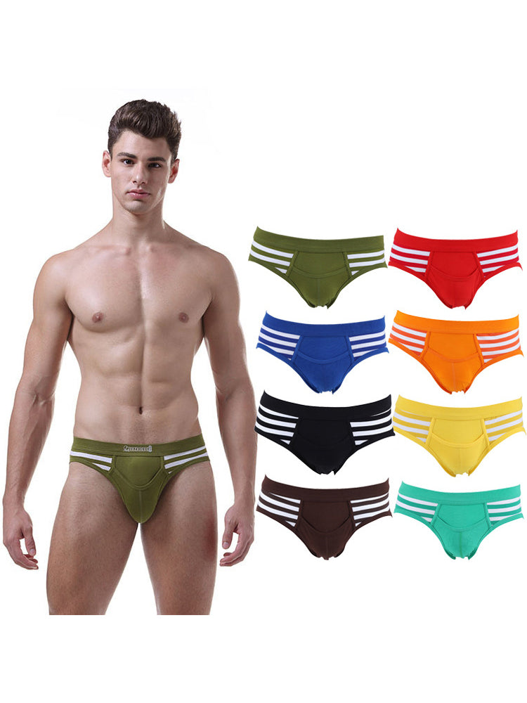 4 Pack Men's Mid-Rise Cotton Striped Briefs