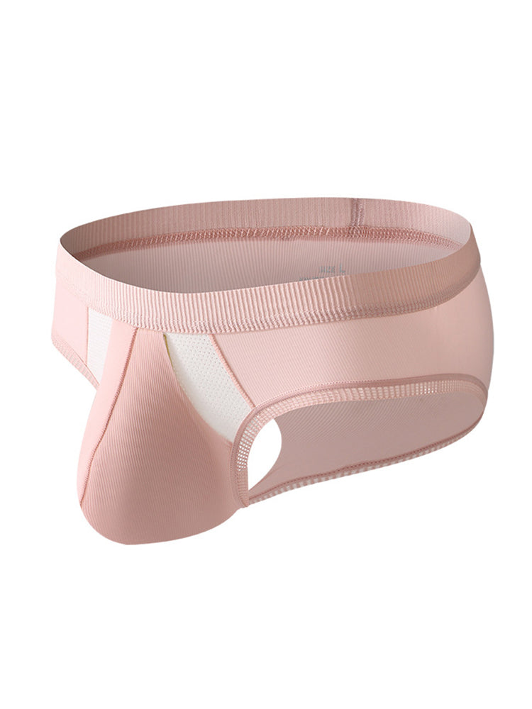 メンズ ローライズ アイスシルク ハイストレッチ Uコンベックス ラージポーチブリーフ 3枚組