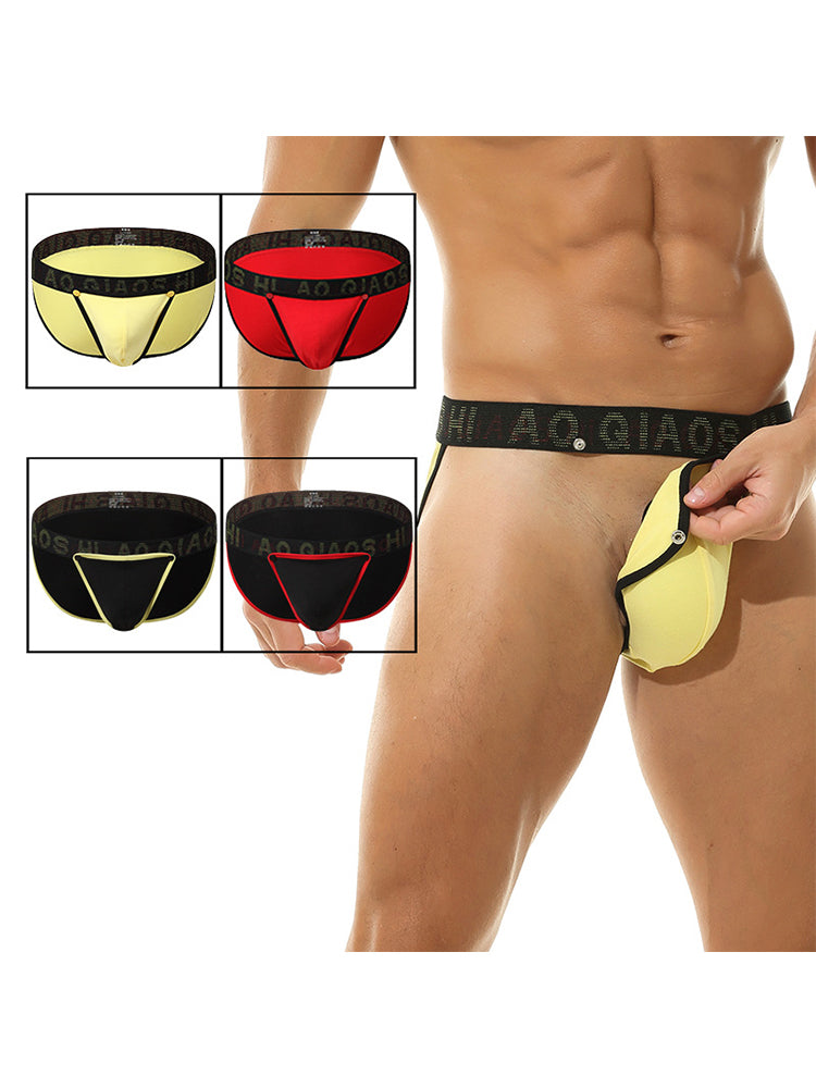 3 Pack Men's Large Pouch Button Waistband Briefs