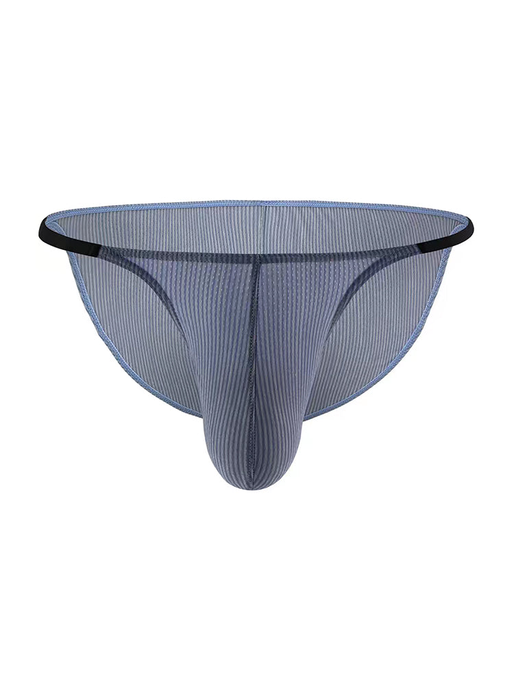 3 Pack Men's Low Rise Striped Camisole Briefs with Raised Pockets