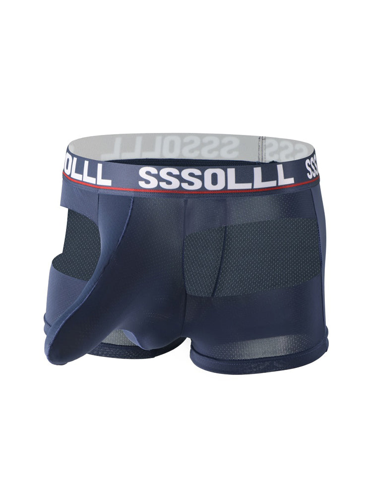 3 Pack Men's Mid-Rise Ice Silk Hollow-Out Trunks