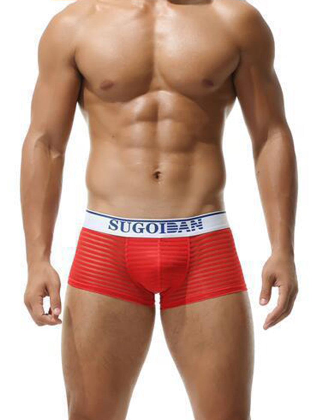 Men's Sexy Transparent Striped Trunks