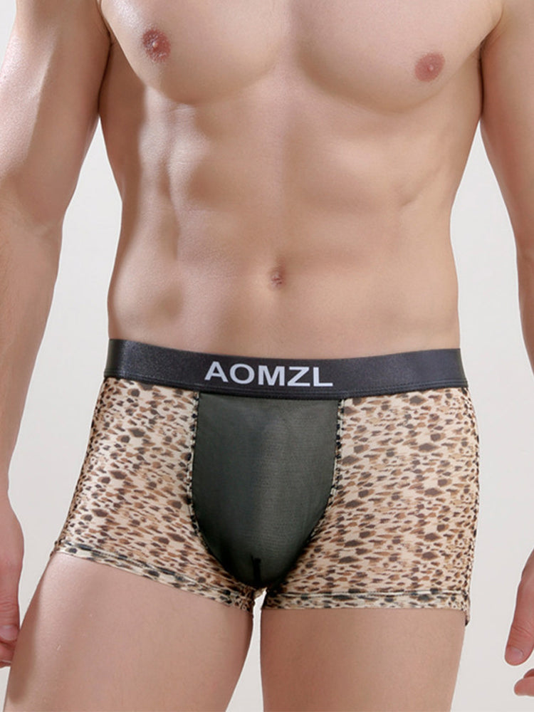 2-pack Men's Leopard Print Sexy Mesh Boxer Briefs