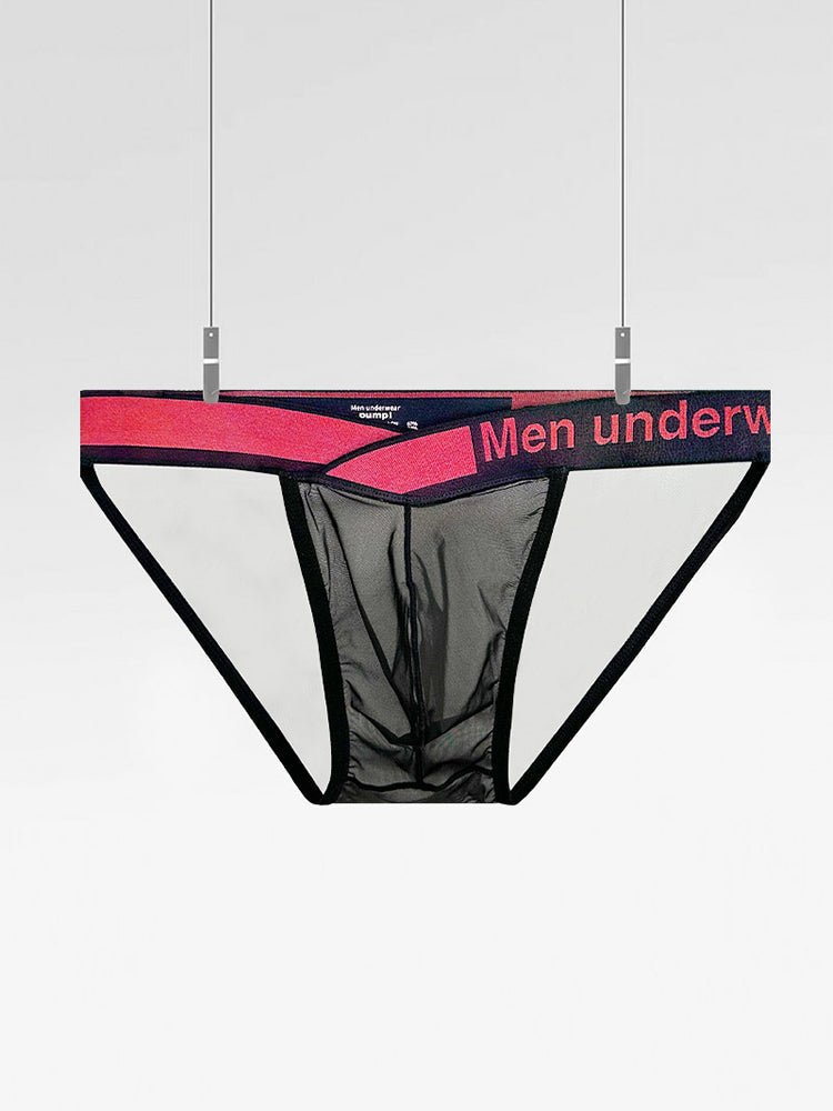 2 Pack Men's Large Pouch Semi-Transparent Sexy Bikini