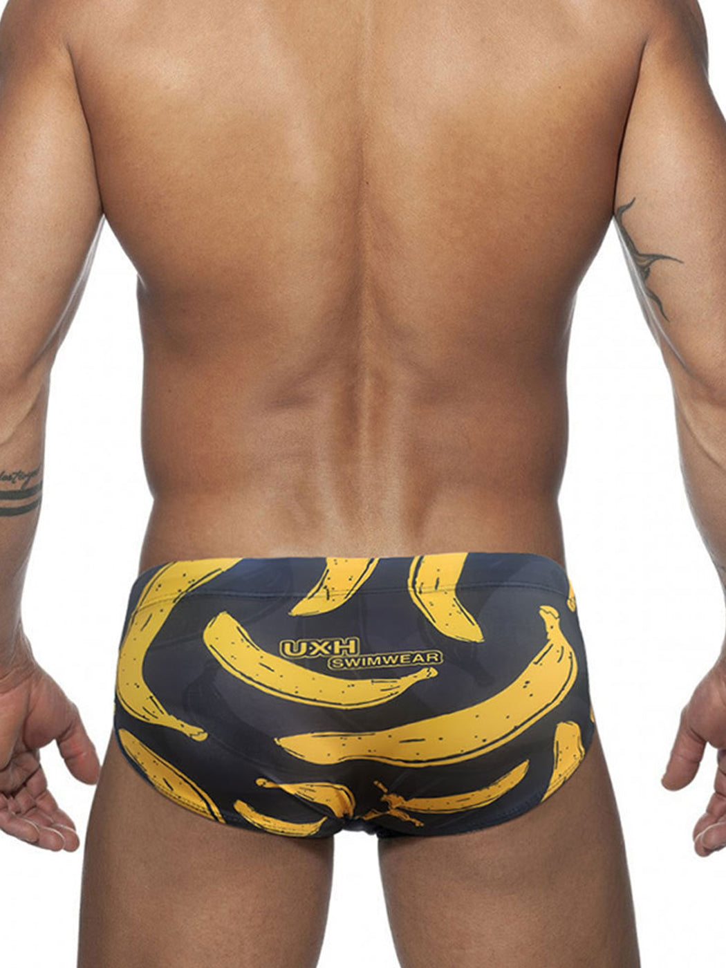 Men's Banana Print Swim Briefs with Removable Pad