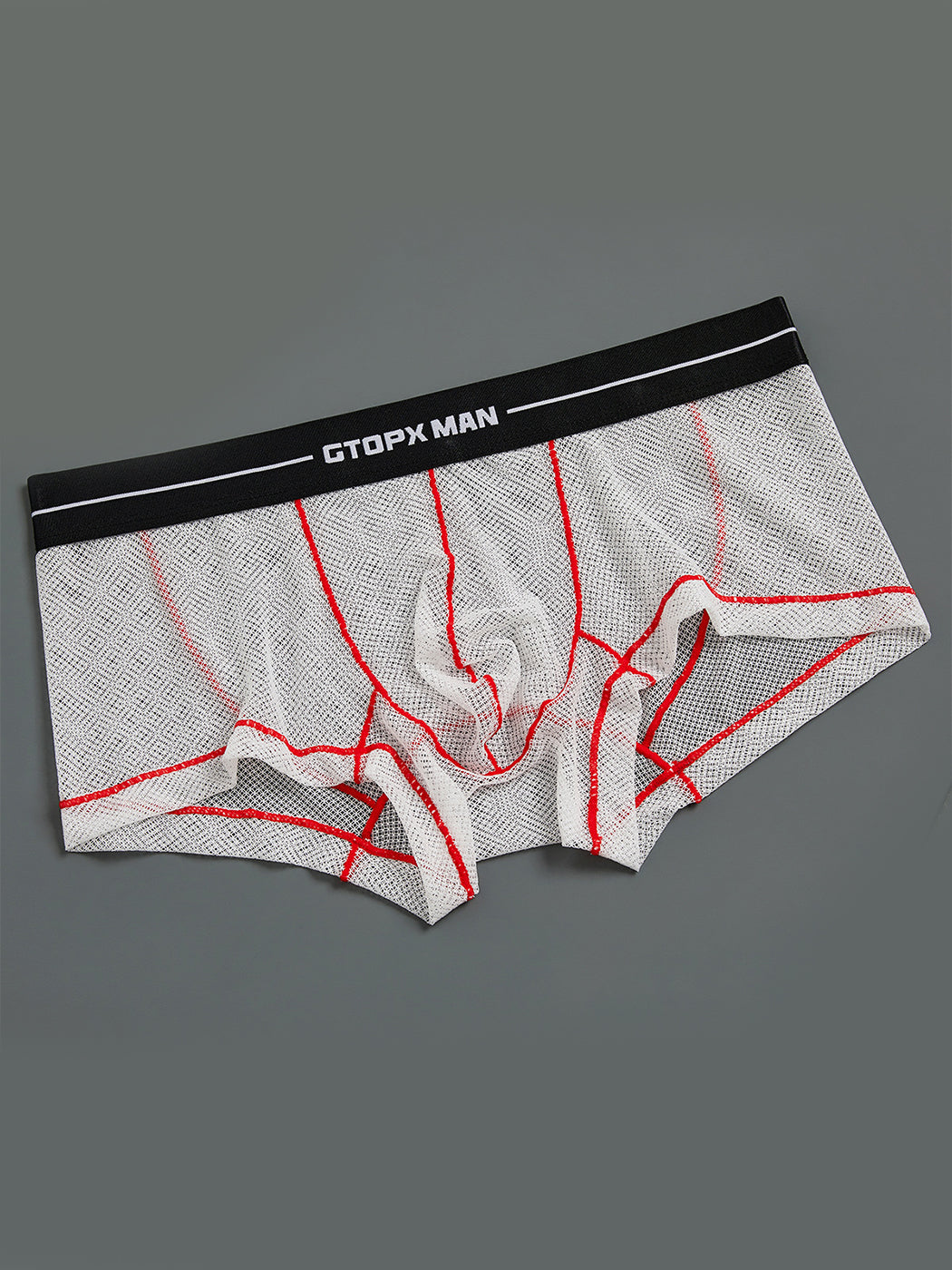 2 Pack Men's Sexy Low-rise Transparent Mesh Trunks