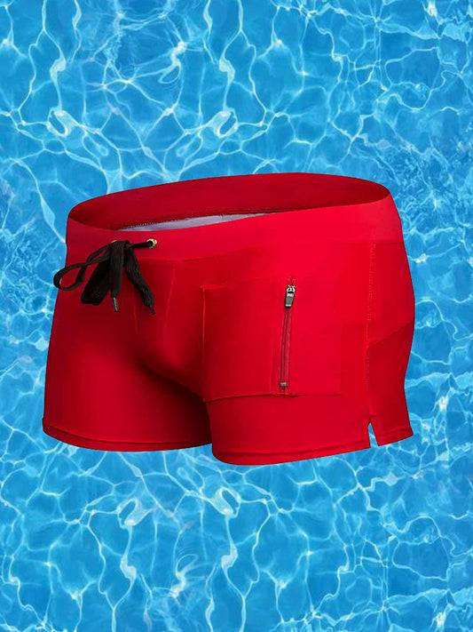 Men's Solid Color Breathable Stretch Swim Trunks