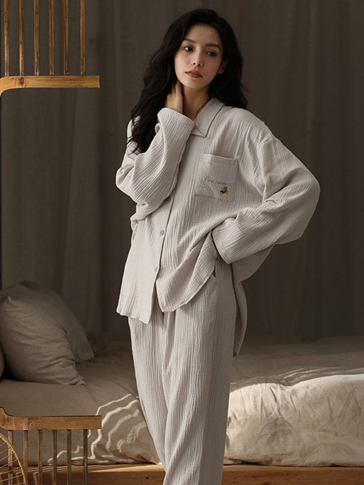 Autumn and Winter Loose Couple Cotton Pajamas Sets