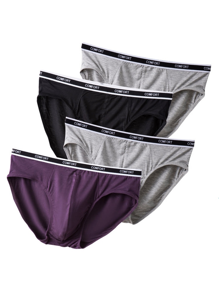 3 Pack Men's Soft and Breathable Solid Color Modal Briefs