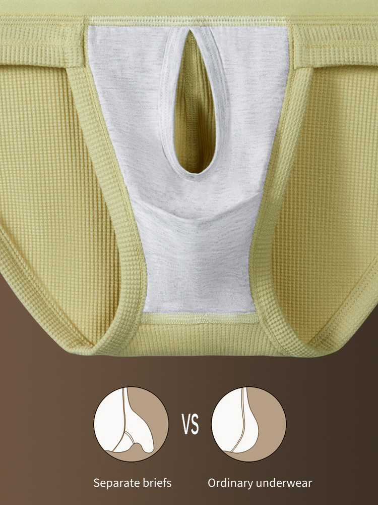 独立した内ポケット付きメンズワッフルコットンスプリットブリーフ2枚組