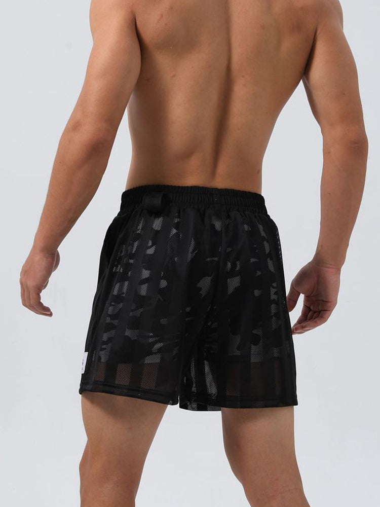 Men's Mesh-Lined Double-Layer Sports Fitness Breathable Sweat-Wicking Quick-Dry Shorts