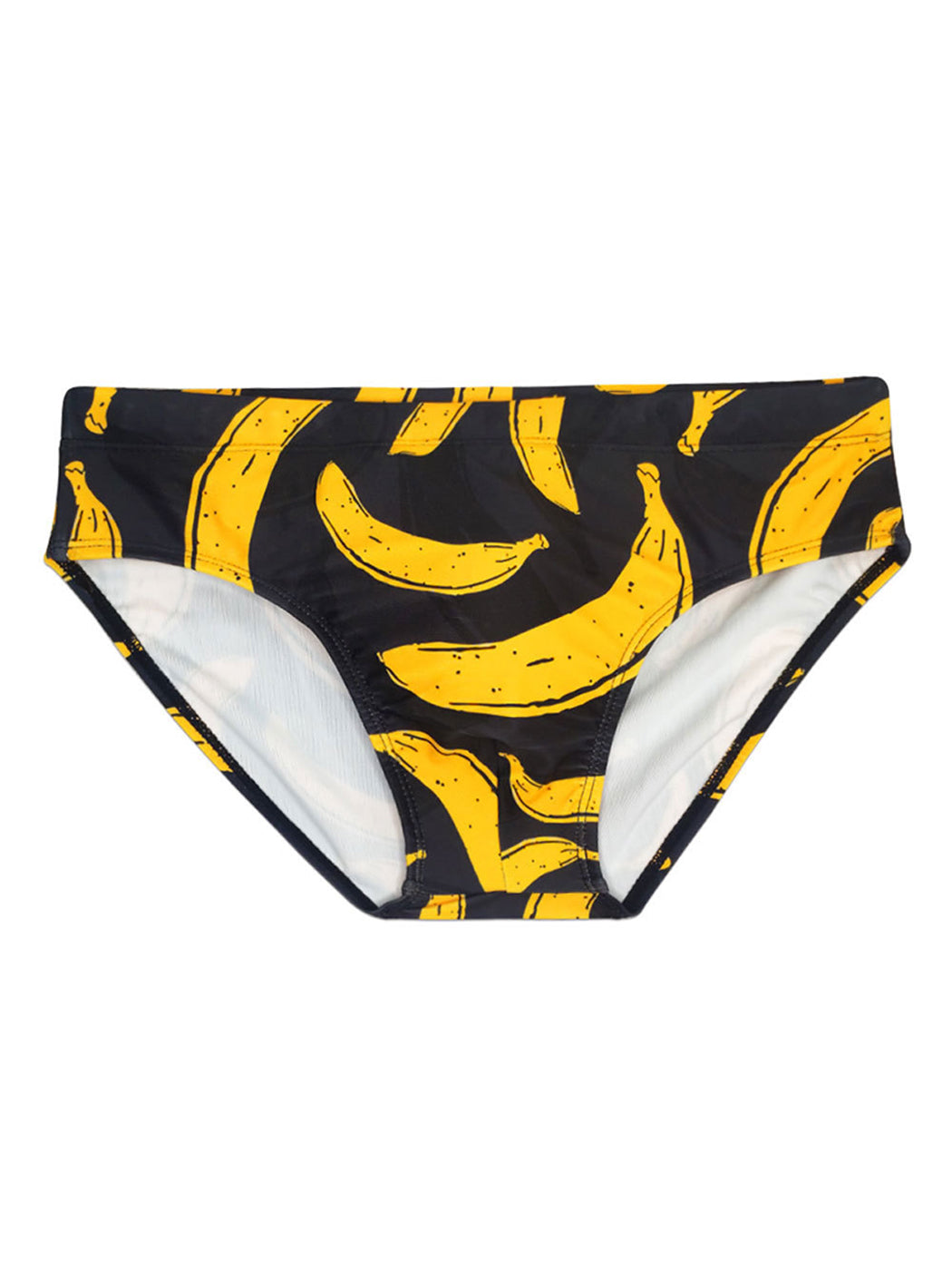 Men's Banana Print Swim Briefs with Removable Pad