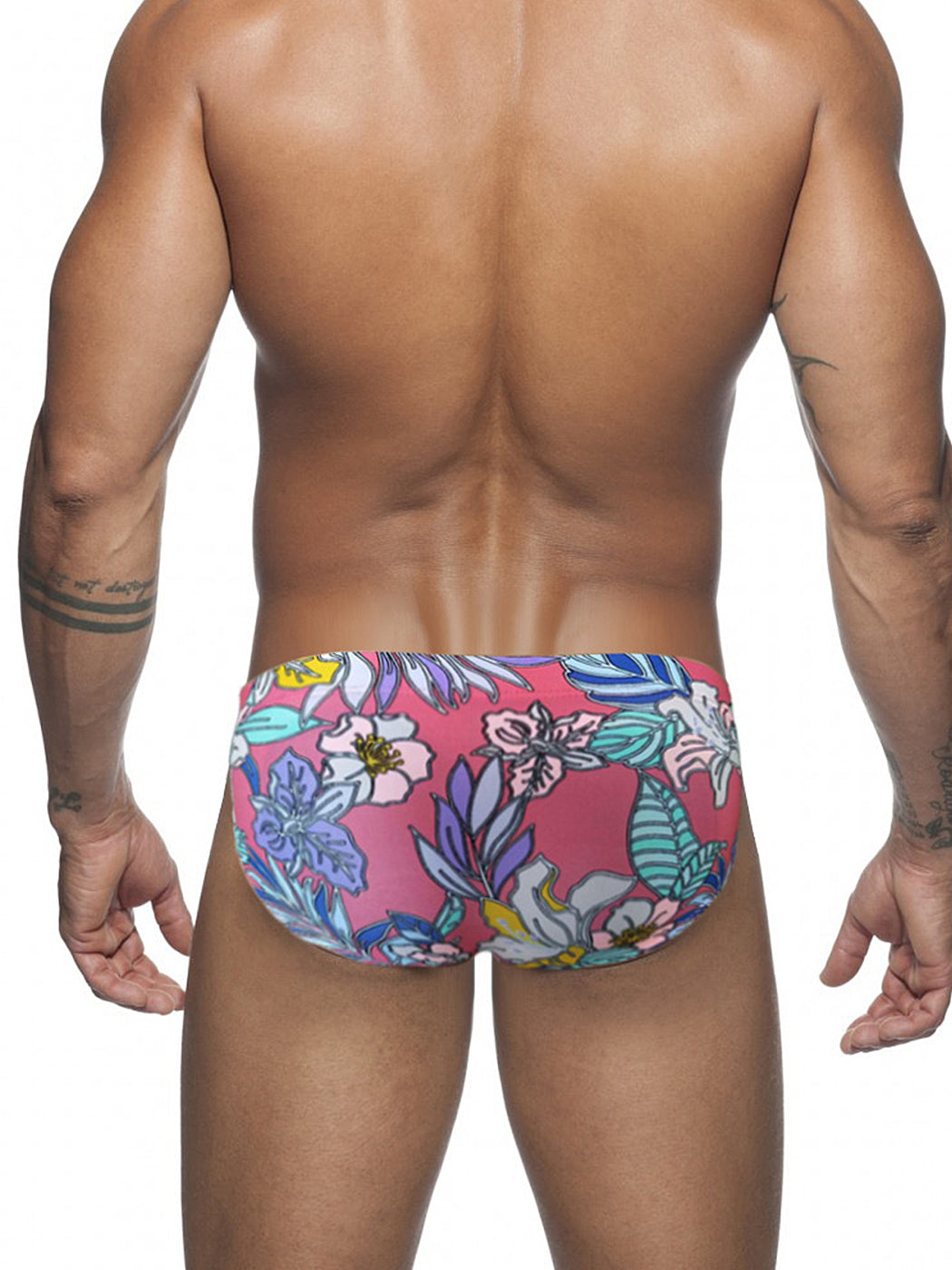 Men's Floral Print Swim Briefs With Removable Pad