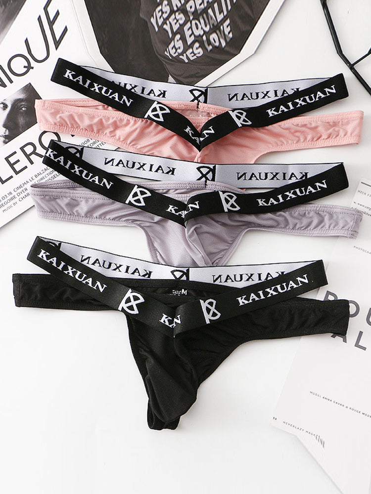 3 Pack Men's Sexy Ice Silk Mesh Breathable Erotic Thong & Strings