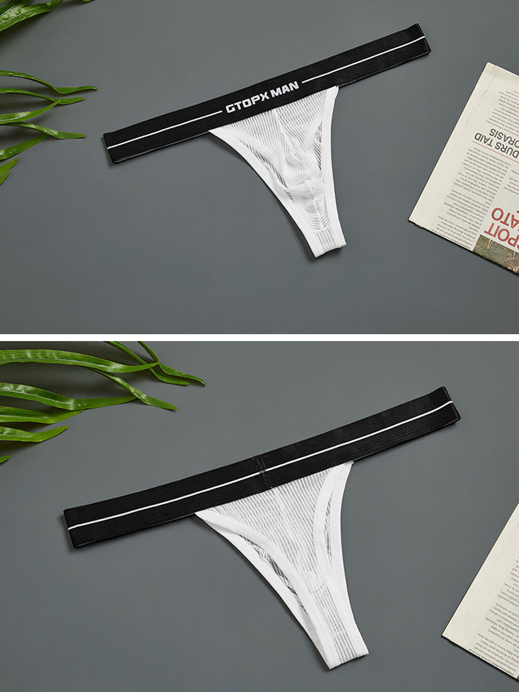 2 Pack Men's Sexy T-Back Mesh Thong