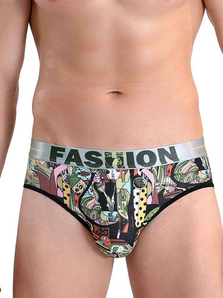 3 Pack Men's Cartoon Modal Printed Briefs And Trunks