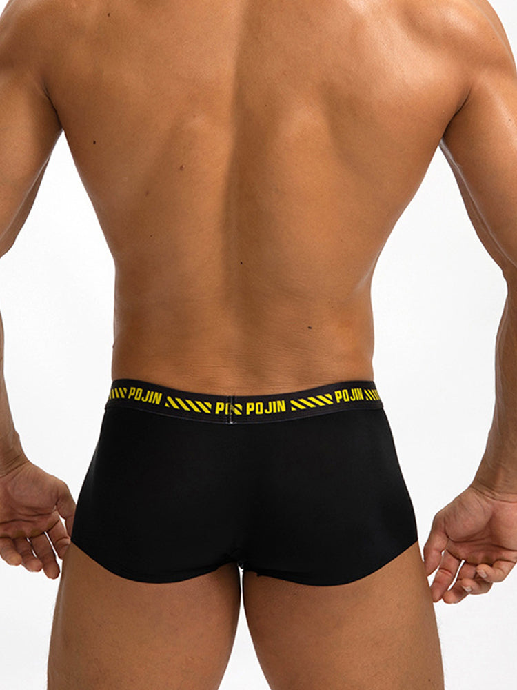 3 Pack Men's Seamless Ice Silk U-Pouch Low Waist Sexy Breathable Trunks