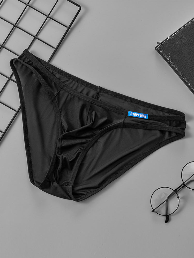 2 Pack Men's Thin Ice Silk Face Mask Fabric U-Convex Sexy Semi-Transparent Bikini