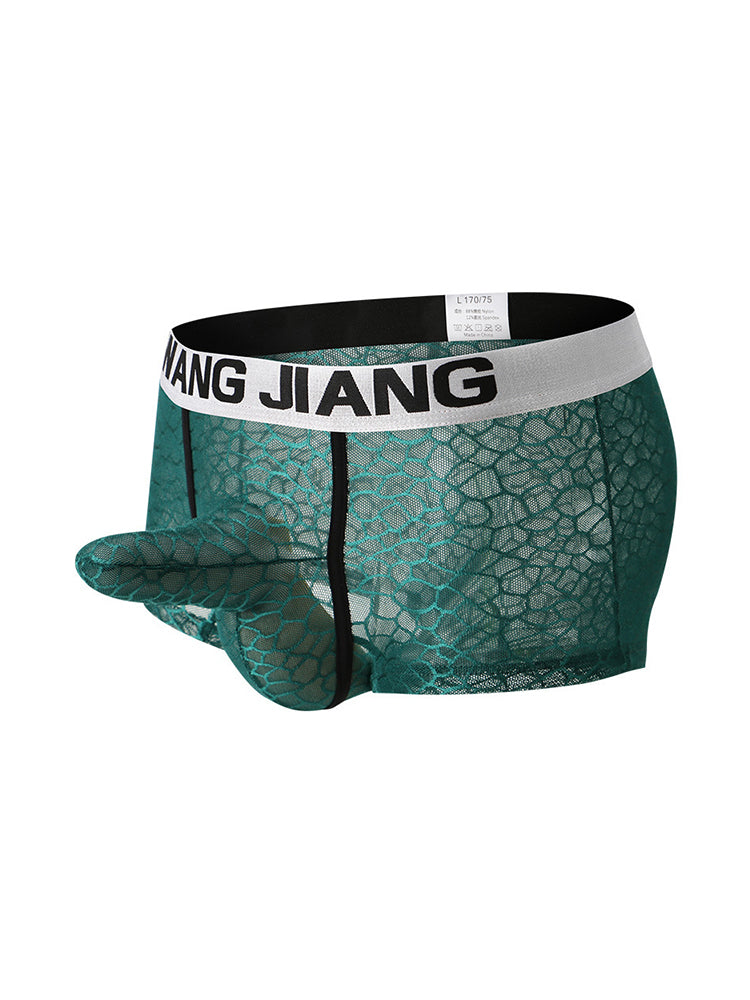 2 Pack Men's Ice Silk Lace Solid Sexy Trunks