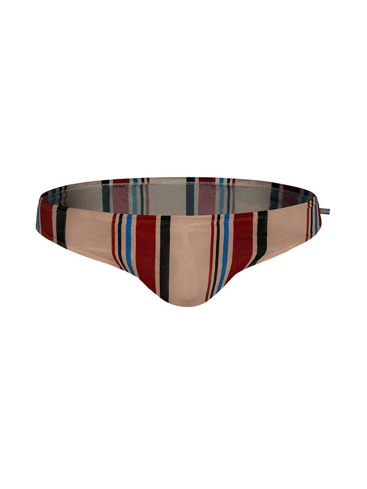 Men Casual Stripe Quick Drying Swim Briefs
