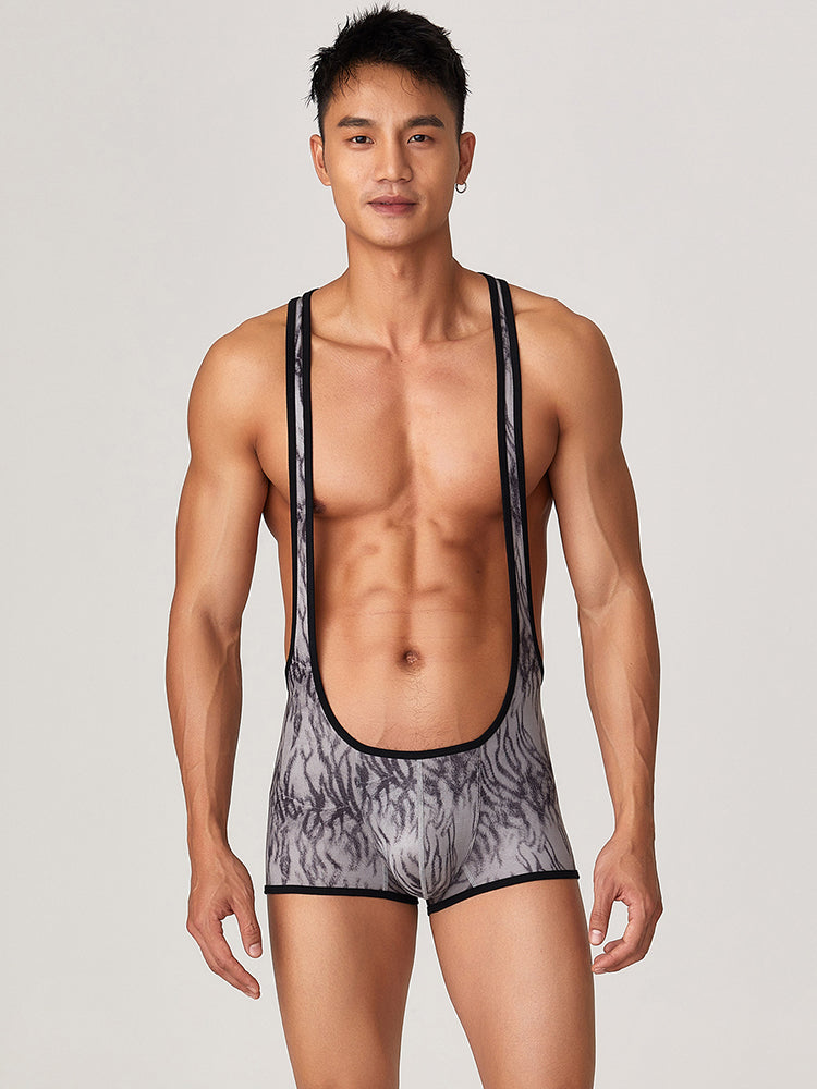Men's Fitness Bib Short with Tiger Stripes
