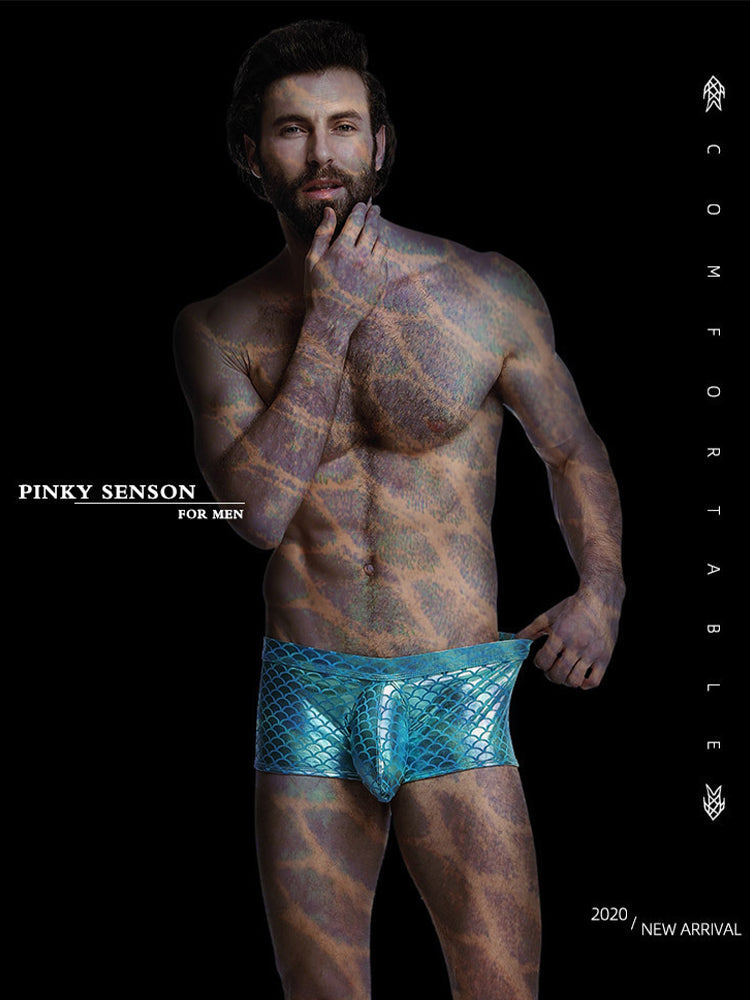 2-pack Men's Fish Scale Sexy Big Pouch Boxer Briefs