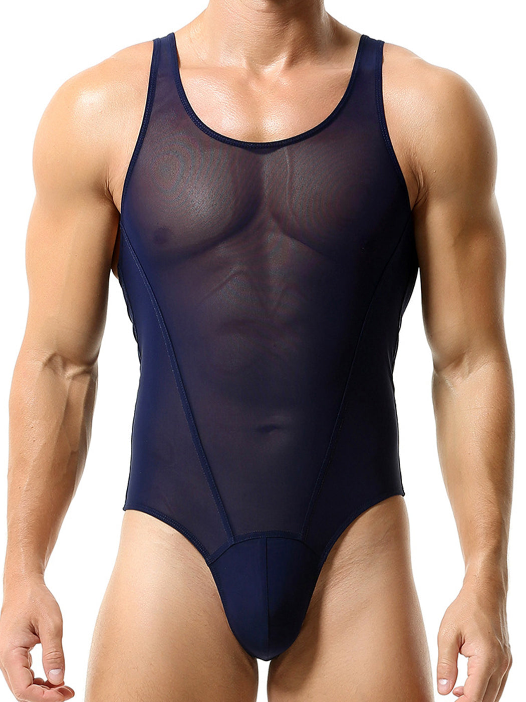 Men's Sexy Mesh Wrestling Singlet Bodysuit