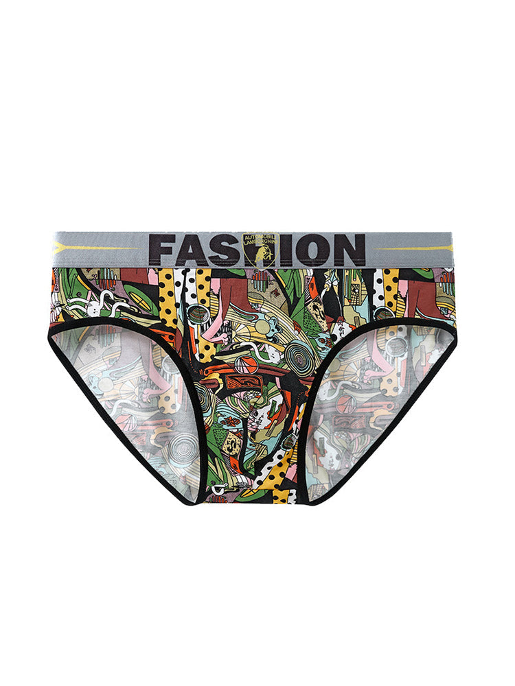 3 Pack Men's Cartoon Modal Printed Briefs And Trunks