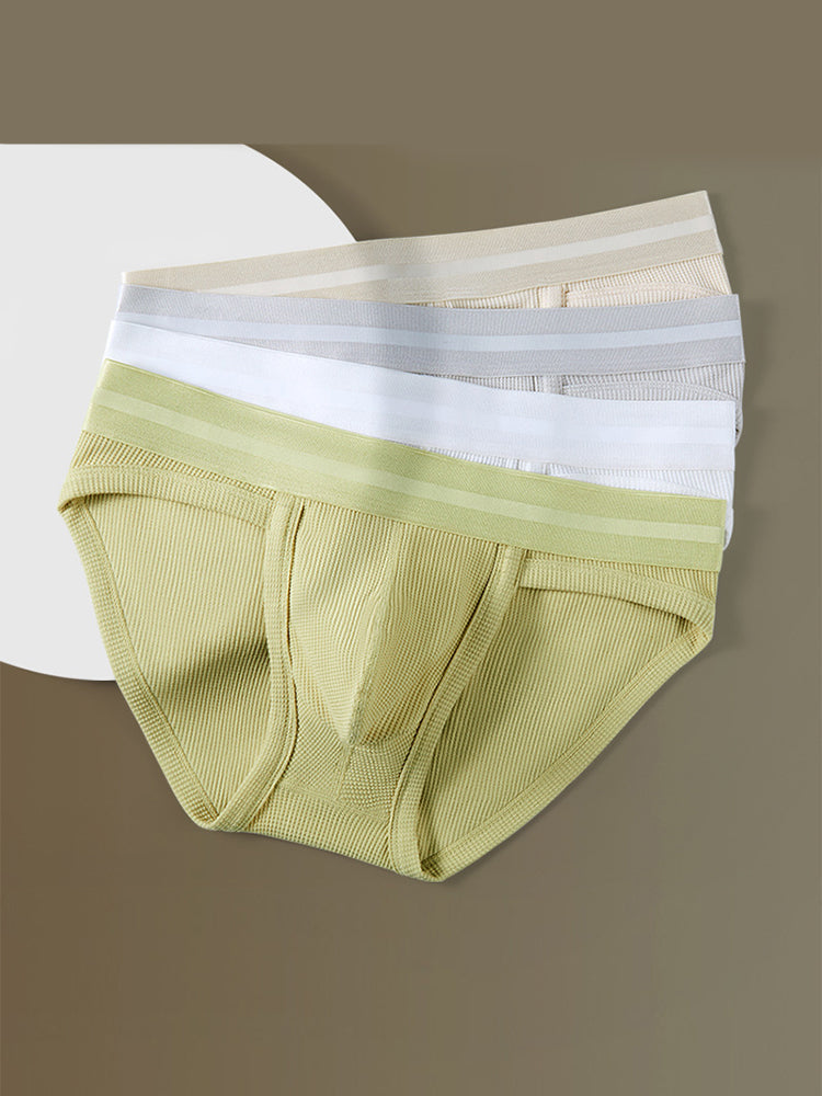 独立した内ポケット付きメンズワッフルコットンスプリットブリーフ2枚組