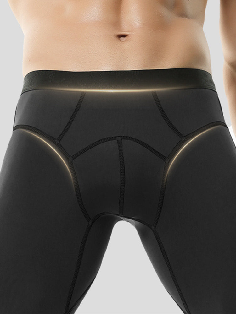 メンズ ラージサイズ 高伸縮性 U字型凸ポケット 暖かいクロップドパンツ 2枚組