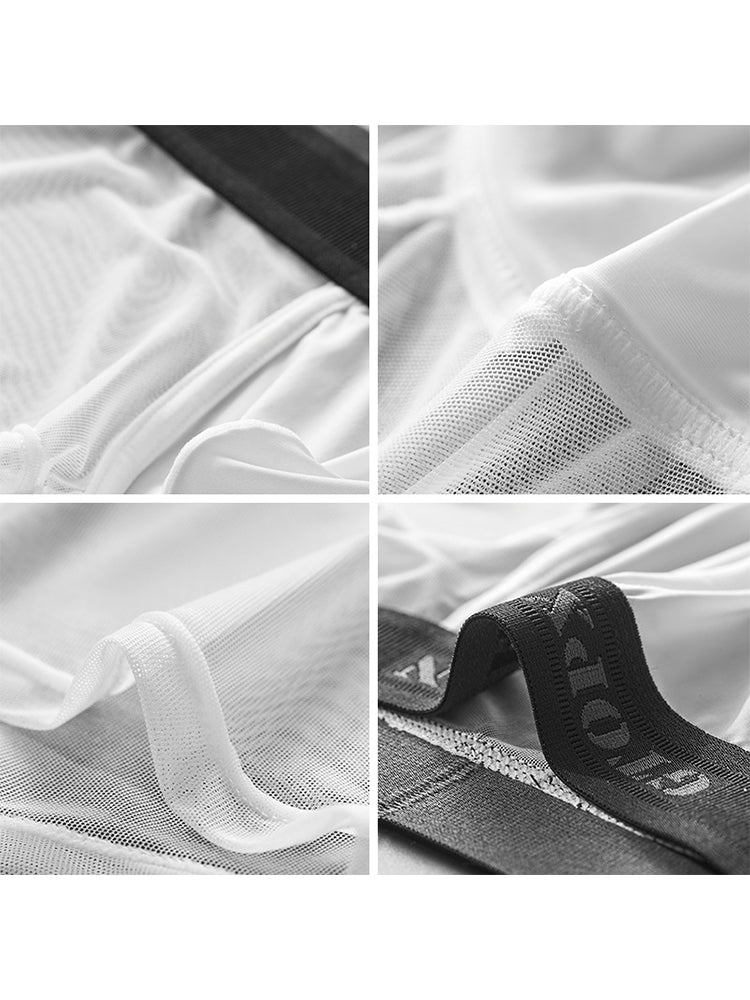 2-Pack Men's Breathable Mesh Ice Silk U-convex Low Waist Boxer Briefs