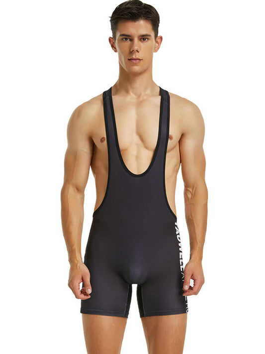 Men's Solid Color Wrestling Singlet Bodysuit