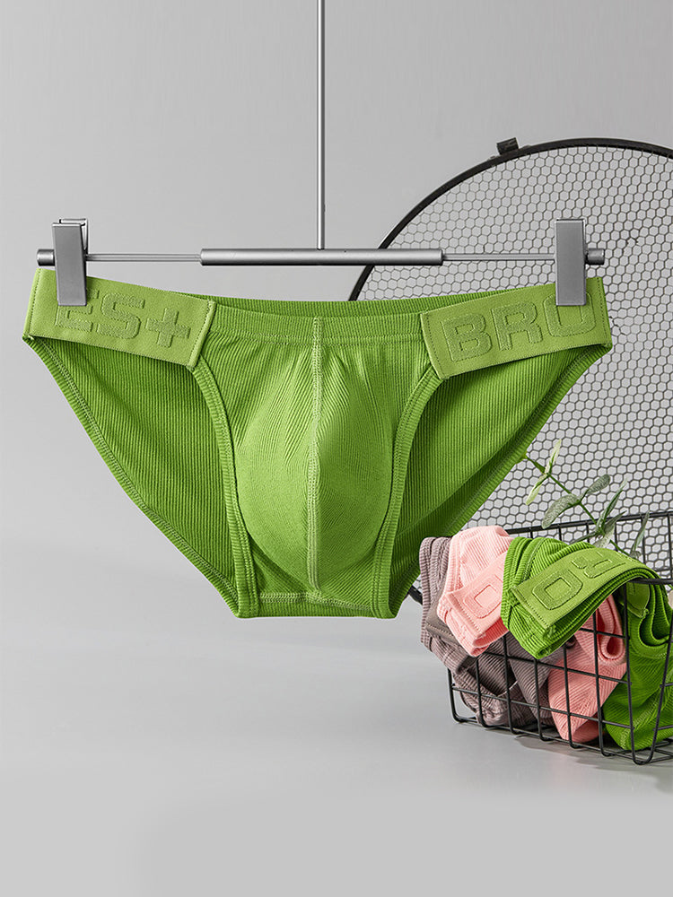 2 Pack Men's Solid Color Low Rise Sweat-Absorbent Large U-Shaped Small Pocket Briefs