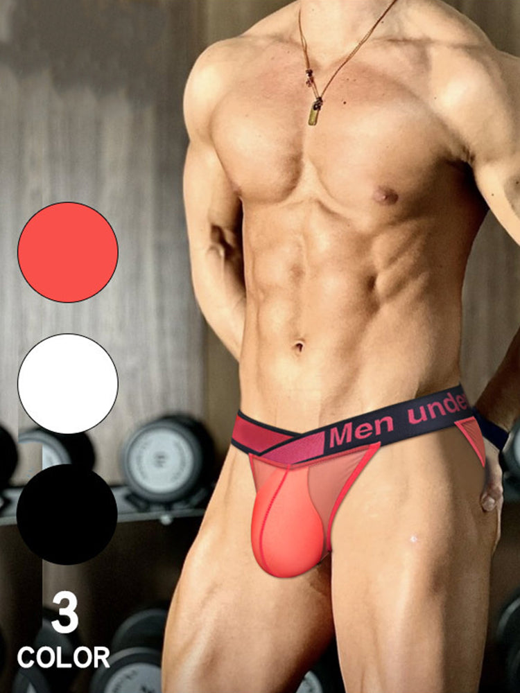 2 Pack Men's Large Pouch Semi-Transparent Sexy Bikini