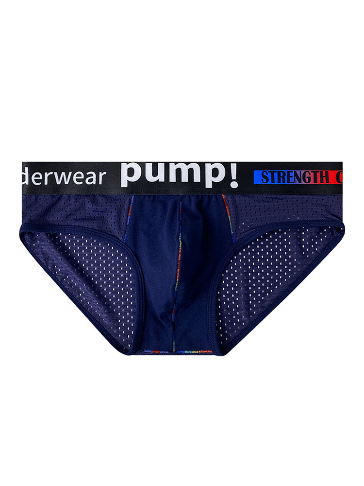 Men's Mesh Briefs With Colorful Spliced Lines