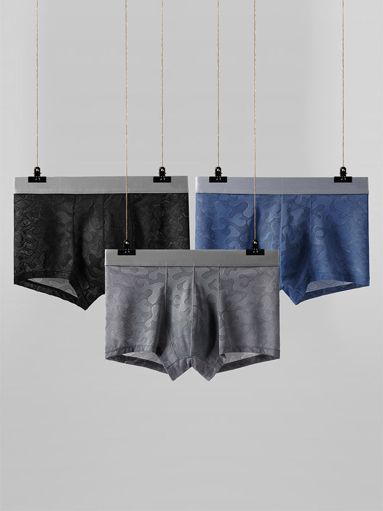 3 Pack Men's Graphene Anti-Bacterial Hollow Lace Ultra-Thin Trunks