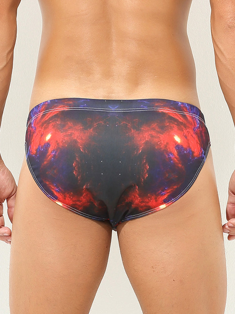 Men's Sexy Low-rise Print Briefs With Drawstring