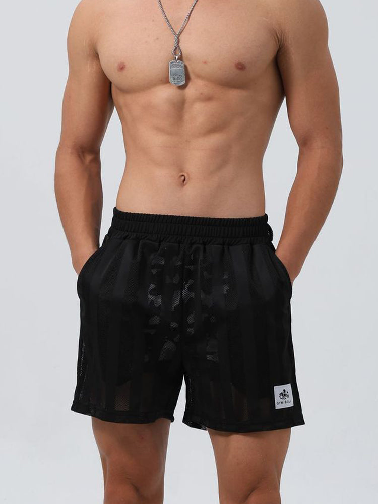 Men's Mesh-Lined Double-Layer Sports Fitness Breathable Sweat-Wicking Quick-Dry Shorts