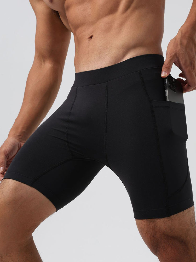 Men's Ultra-Stretch Sharkskin Ice Silk Compression Pants with Pocket