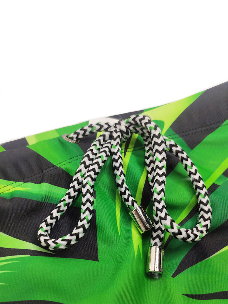 Men's Green Leaf Print Beach Bikini